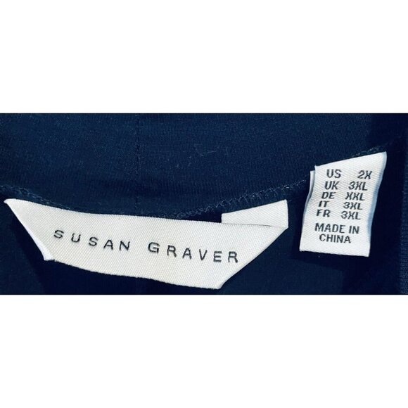 Susan Graver Dress Womens 2X Navy Blue Cool Touch Reg Mock Neck Long Sleeve - Picture 6 of 8